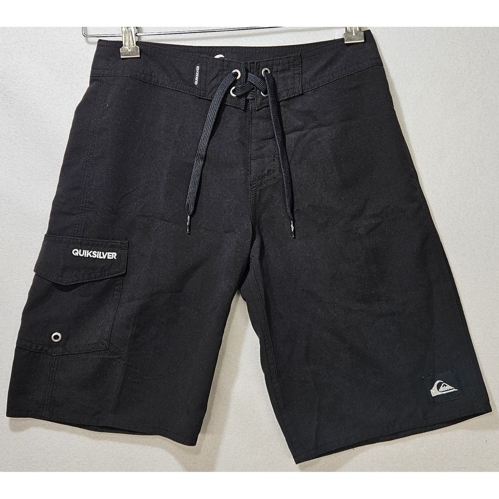 Quicksilver Board Shorts Boy's Size 25-10, Black, Pocket, No Liner, c. 2015, NWT - Picture 1 of 10